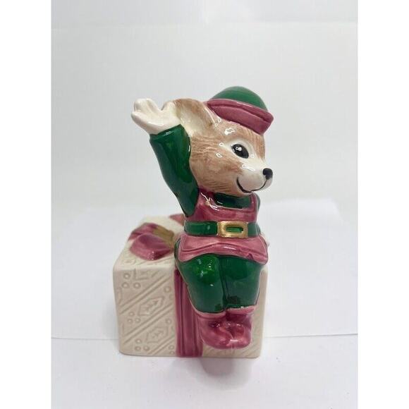 Omnibus Fitz & Floyd Christmas Mouse / Elf Candle Holder Pair 5.25" #2052/103 - Picture 3 of 10